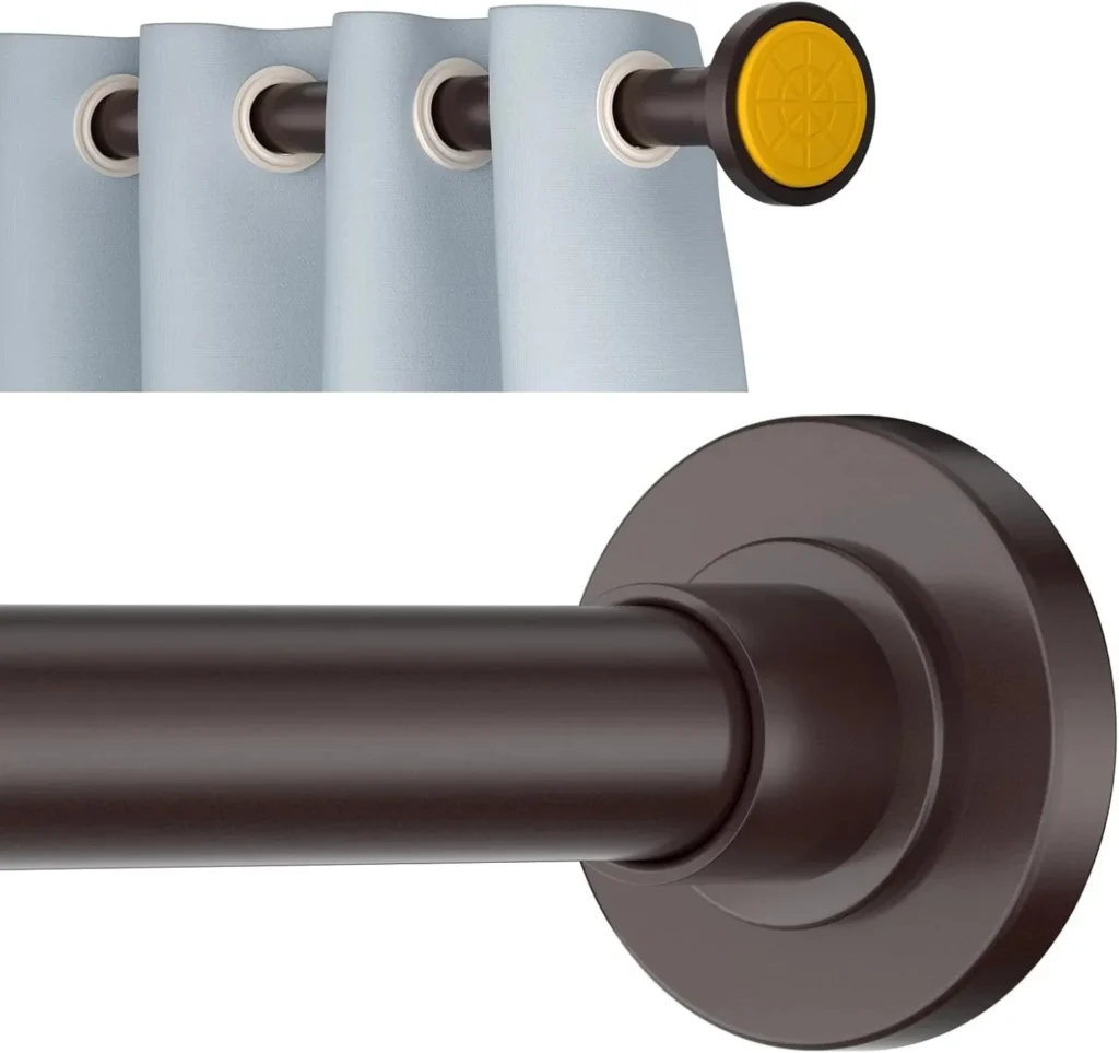 Polished chrome bathroom shower curtain rod close-up view