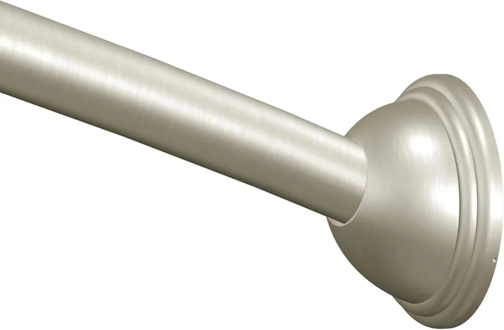 Modern matte black shower rod with decorative end caps