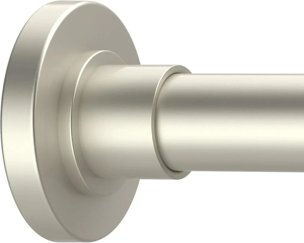 Minimalist black shower curtain rod with round brackets