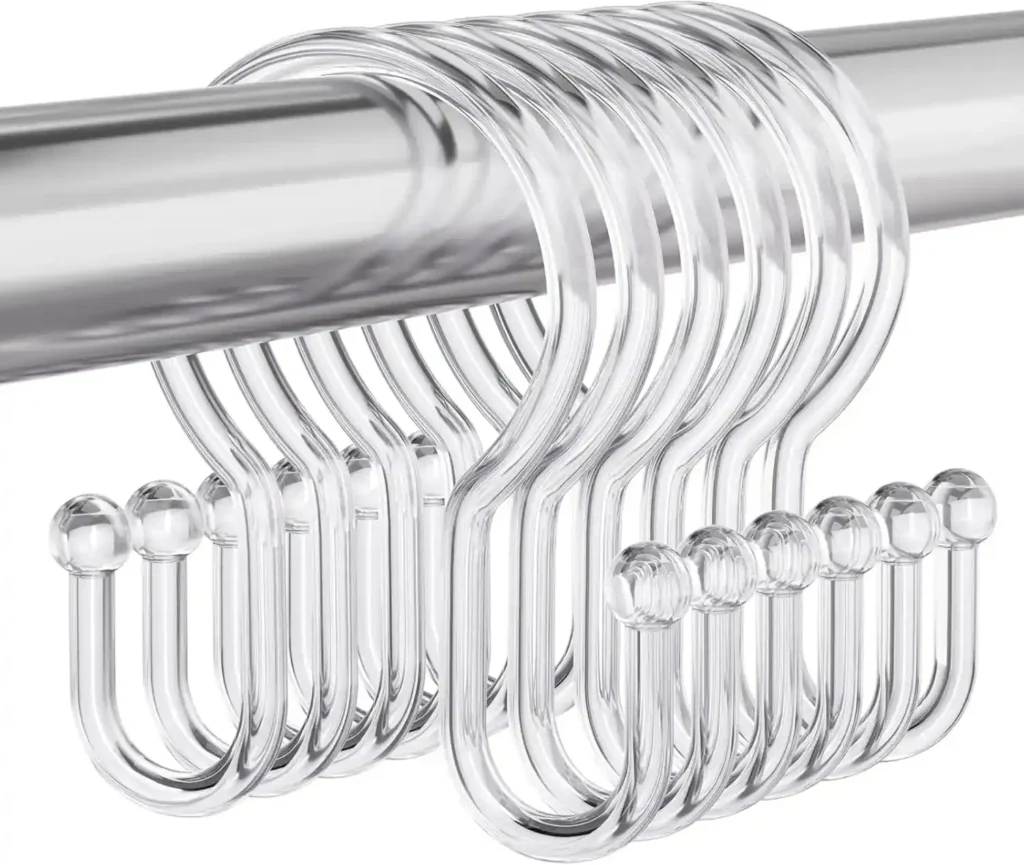 Non-rust metal shower curtain rings set