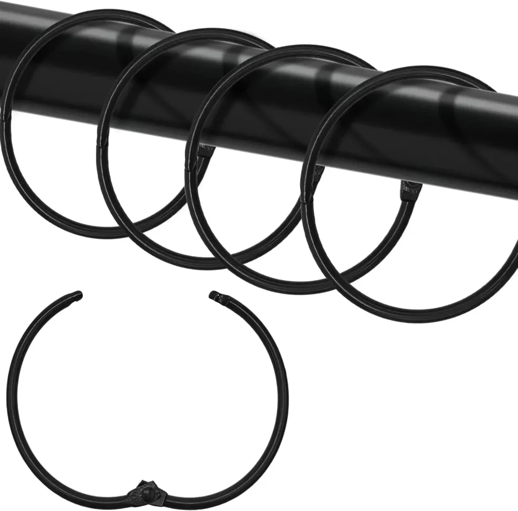 Elegant ball-end shower curtain rings black