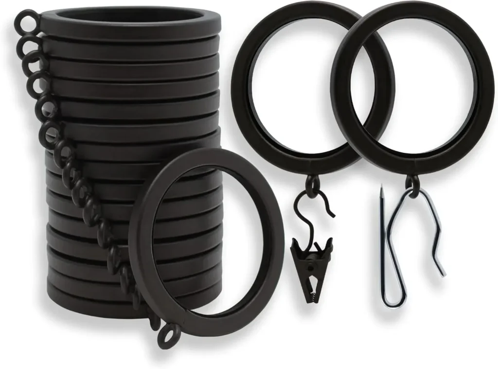 Brass gold curtain rings with clips hardware set