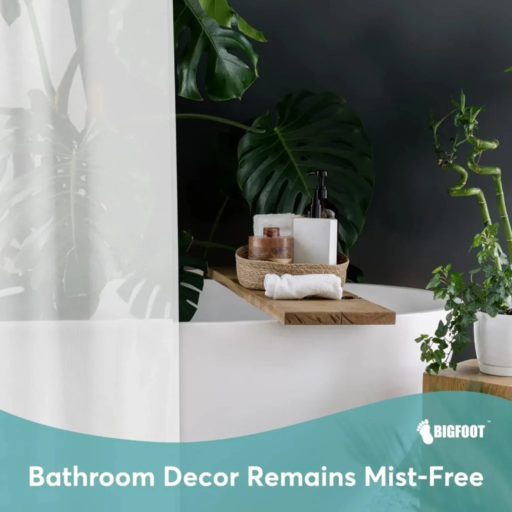 BigFoot Clear Shower Curtain Liner 72x72 PEVA Waterproof with Magnets - Odorless Mist-Free Bathroom Decor