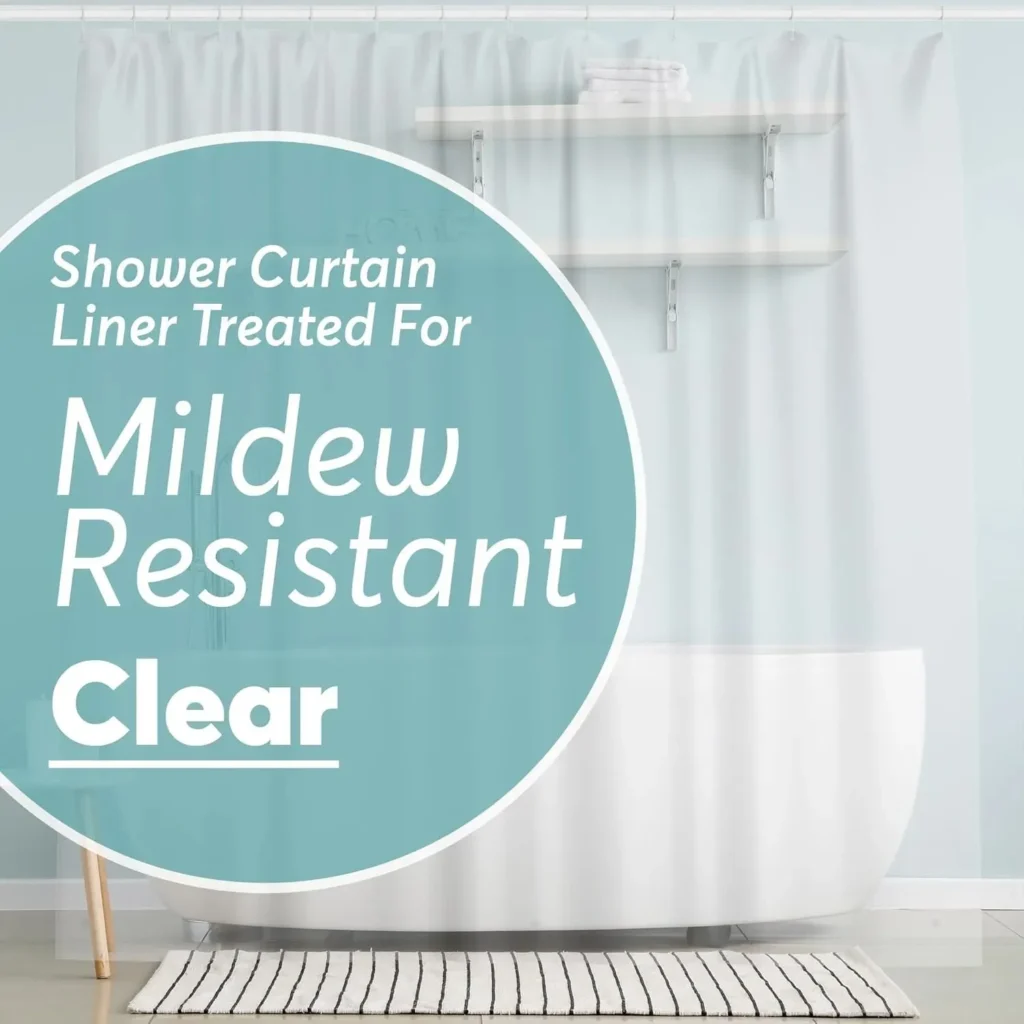 BigFoot Clear Shower Curtain Liner 72x72 Mildew Resistant PEVA Waterproof with Magnets - Odorless Washable Bathroom Liner