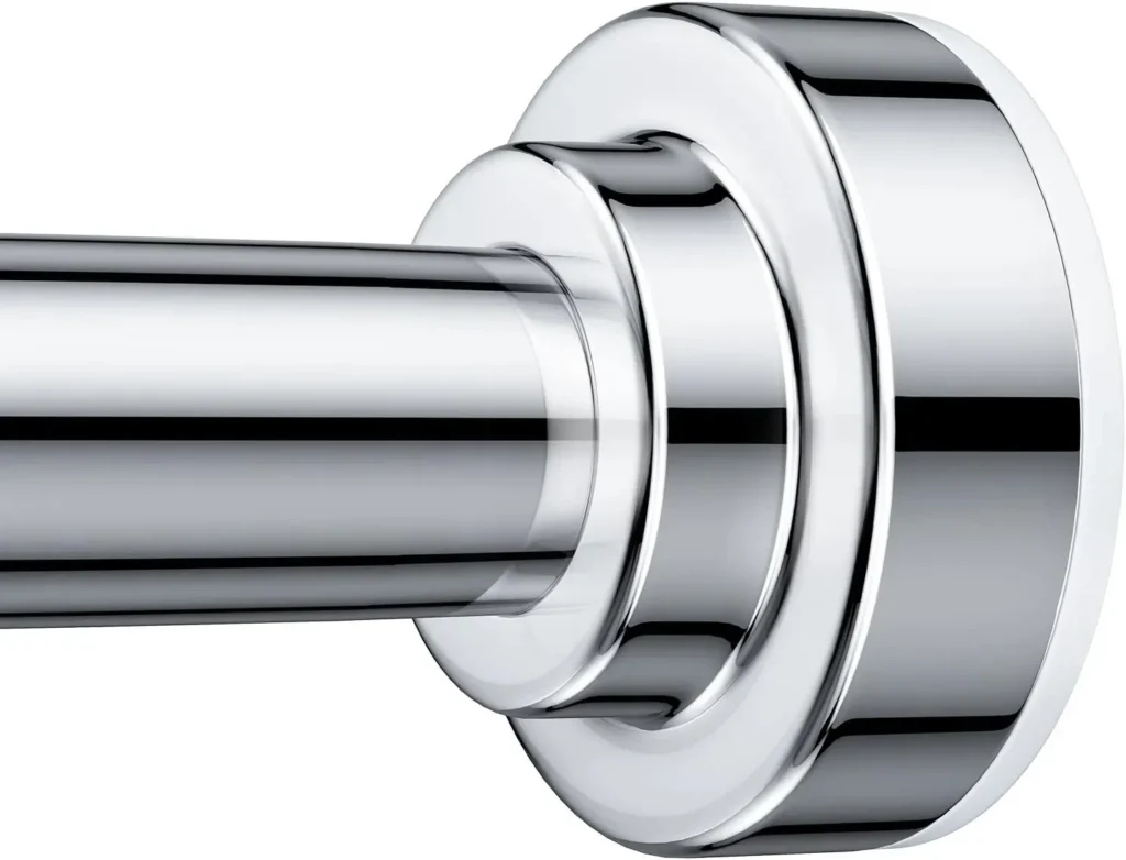 TEECK Adjustable Spring Tension Shower Curtain Rod 32-80 Inch - Chrome Never Rust Anti-Slip Bathroom Rod No Drilling