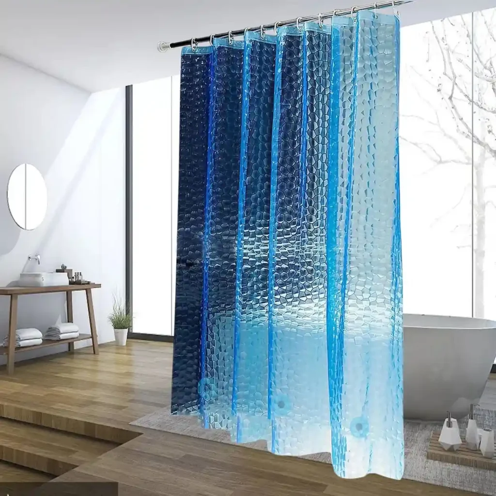 jssablo Blue Ombre 3D Shower Curtain Liner 72x72 - Waterproof EVA with Heavy Duty Magnets and Rust Proof Grommets