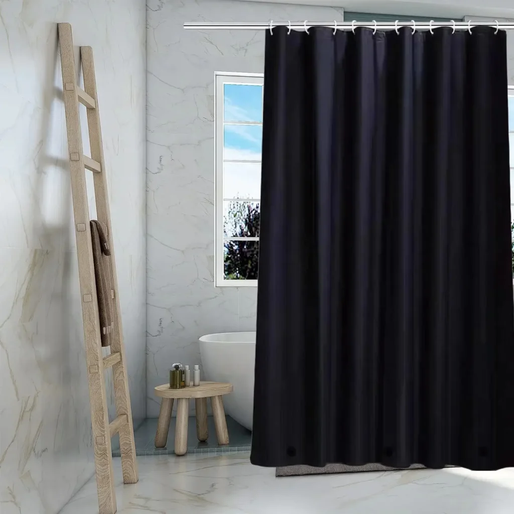 TIKABC Black Shower Curtain Liner 72x72 - 4G PEVA Waterproof with Magnetic Weights and Grommet Holes