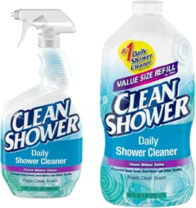 Clean Shower Daily Shower Cleaner spray bottle and value size refill - prevents soap scum, hard water stains and mildew with fresh clean scent